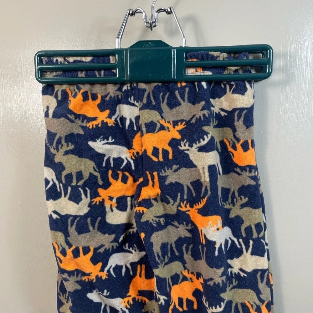 Moose Print Pajama Pants Loungewear‎ Sleepwear Orange White Blue